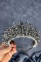 Anthracite Gray Elisa Design Beaded Bridal Henna Crown Hair Accessory - 5
