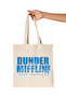 حقيبة Dunder Mifflin باللون الأزرق المطبوعة من القماش الخام العضوي للمكتب