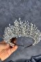 Silver Gray Elisa Design Beaded Bridal Henna Crown Hair Accessory - 4