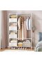 Multipurpose Clothing Garment Coat Rack with 4-Basket and Hooks Heavy Duty Metal Clothes Shelf Stand