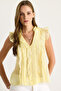 Women's Yellow Semi-Transparent Flounce Blouse 60283514 - 3