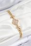 Brass Zircon Stone Clover Model Gold Color Women's Bracelet