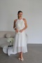 White Rose Detailed Belted Halter Neckline Lined Premium Slim Dress