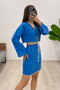 Women's Mussel Shell Detailed Blouse Skirt Bottom Top 2 Piece Set - 5