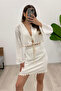 Women's Mussel Shell Detailed Blouse Skirt Bottom Top 2 Piece Set - 3
