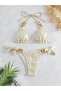 Aksesuarlı Bej Bikini Takımı