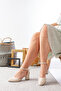 Women's Daily Comfortable Heeled Shoes with Open Sides and Ankle Band Thick Heels - 3