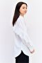 Women Ruffled Neck Long Sleeves Solid Shirt, White - 4