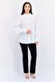 Women Ruffled Neck Long Sleeves Solid Shirt, White - 2