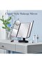 Triple Folding LED Cosmetic Mirror, Portable Touch Control Glossy for Dresser