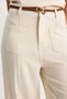 Women's Beige Knitted Belted Culotte Trousers 60282027 - 6