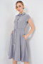 1677 Full-Length Buttoned Belted Dress - Grey - 4
