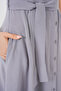 1677 Full-Length Buttoned Belted Dress - Grey - 5