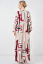 Women's Patterned Long Hijab Dress 2585 - M. Cream - 6