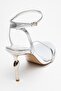 Jasmine Silver Skin Single Strap Women's Heeled Shoes - 5