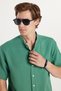 Men's Relax Fit Comfortable Cut Oversized 100% Cotton Muslin Fabric Short Sleeve Sport Court Collar Green Shirt - 2