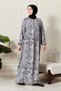 Shirred Robadan Buttoned Front Viscose Fabric Tesseture Clothing Mother Dress Prayer Dress - 3