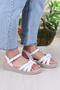 05-2077 Soft Comfortable Buckle Detailed Gathered Band Women's Sandals - 3