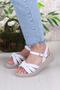 05-2077 Soft Comfortable Buckle Detailed Gathered Band Women's Sandals - 2