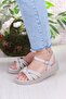 05-2077 Soft Comfortable Buckle Detailed Gathered Band Women's Sandals - 2