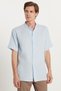 Men's Relax Fit Comfortable Cut Oversized 100% Cotton Muslin Fabric Short Sleeve Sport Court Collar Blue Shirt - 2