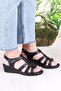 35859 Mavişim Comfortable Flexible Velcro Laced Wedge Heeled Women's Sandals - 3