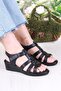 35859 Mavişim Comfortable Flexible Velcro Laced Wedge Heeled Women's Sandals