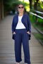 Ful Flexible Cut Cotton Summer Fabric Shawl Collar Coat Waist Elastic Trousers Large Size Double Set - 3