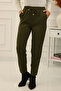 Women's Khaki Elastic Waist Ankle Length Pants