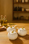 3-Piece White Handmade Ceramic Sugar Bowl / Spice Bowl – Pumpkin Form - Presentation - 2