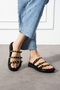 Women's Stone Detailed Buckle Stylish Slippers – Black with Gold Color Accessories - 3