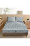 Dalya 100% Cotton Double Fitted Sheet Set Indigo - 160X200+30 cm