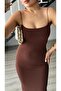 Bitter Brown Steel Knitted Strap Dress - 5
