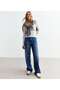Women's Gray Melange Long Sleeve, Deep Pool Neck Blouse, Ribbed Camisole Fabric - 3