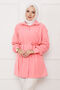 Boydan Hidden Buttoned Pleated Detailed Hijab Shirt Salmon - 4