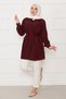Boydan Hidden Buttoned Pleated Detailed Hijab Shirt in Wine Red
