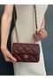 Women's Burgundy Lock Closure Mini Hand and Shoulder Bag - 3