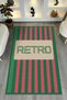 Mosso Retro Green Text Detailed Woven Base Decorative Carpet Mosso127 - 2