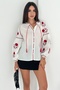 Women's White Cotton Blouse with Ethnic Pattern, Floral Embroidery, and Tasseled Details - 2
