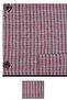 Men's Burgundy White Short Sleeve Lapel Button Cotton Pocket Striped Shirt - 6