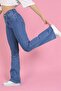 Suzanne Medium Blue Non-Fading Lycra High Waist Denim Spanish Leg Jeans - 2