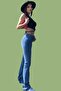 Estelle Women's Medium Blue Lycra High Waist Spanish Leg Jeans - 3