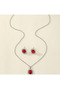 French Style Fire Red Stone, Sunflower Design Jewelry Set, Necklace and Earring Set - 3