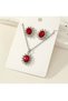 French Style Fire Red Stone, Sunflower Design Jewelry Set, Necklace and Earring Set