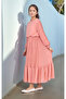 Girl's Long Pleated Cotton Chiffon Hijab Dress - 4