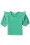 Girls Solid Ribbed Half-Sleeve Top
