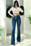 Jassi Medium Blue Spanish Leg High Waist Lycra Women's Jeans - 3