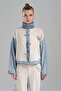 Women's Stoned Buttoned Denim Fabric Garnished Design Jacket - 2