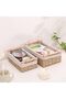 2-Pack Woven Storage Baskets Rectangular Fabric with Washable Liner Paper Rope Woven Design - 2