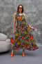 Full Length Suspender Pleated Viscose Dress - 5